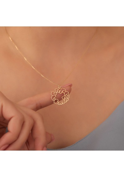 14 Ayar Altın Kaplama Kalp Çember Kolye Minimal Romantik Tasarım - Cn00388