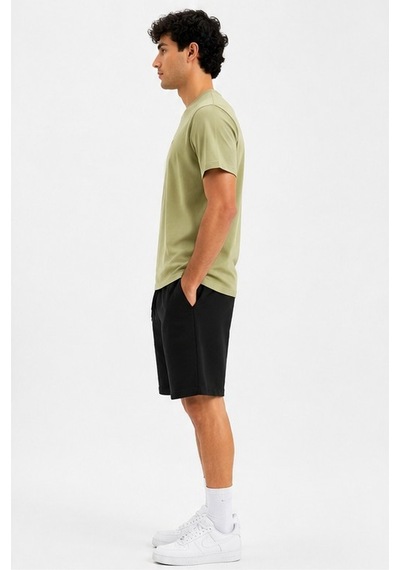 Cazador Erkek Bisiklet Yaka Koyu Gümüş Yeşili Süprem T-shirt 46230 Yeşil