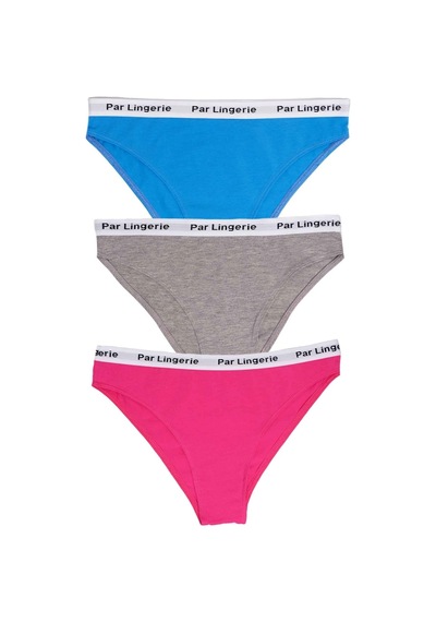Parlingerie Kadın 3lü Slip Külot Mavi-gri-fuşya Mavi - Gri - Fuşya