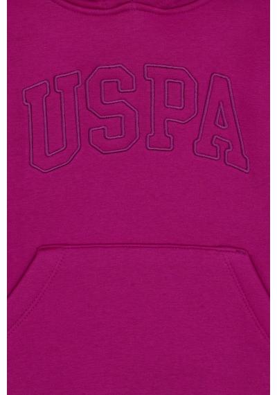 U.S. Polo Assn. Kız Çocuk Fuşya Kapüşonlu Şardonlu Basic Sweatshirt 50314311-VR023