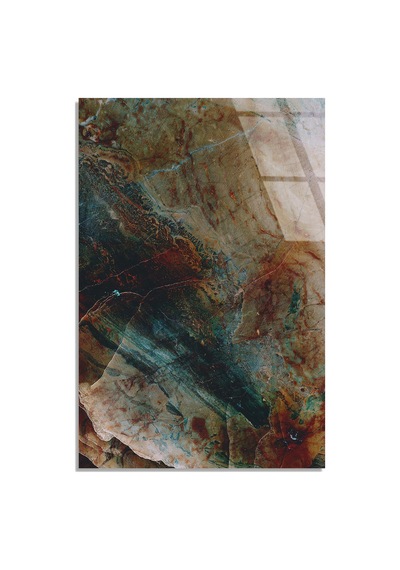 Kahve Yeşil Mermer Cam Tablo Yatay 80x125 Cm