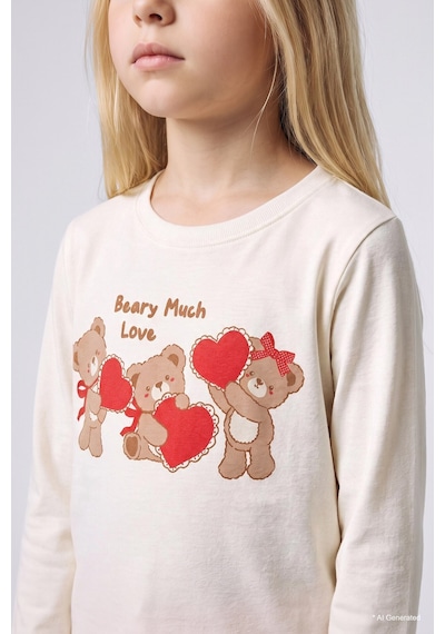 Defacto Ayıcık Baskılı Üst Pötikare Alt 2li Pijama Takımı Kız Bebek I1009a526wner105 Ekru-er105