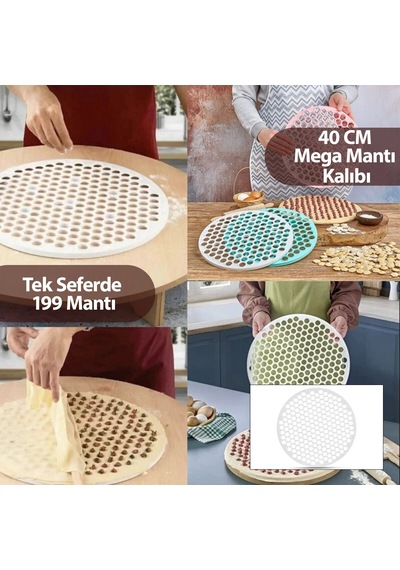 Mega Mantı Kalıbı - 40 Cm - 199 Mantı Kapasiteli - Plastik Renkli