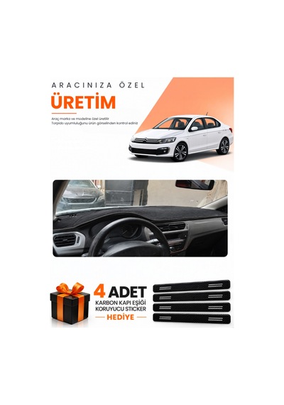 Citroen C-elysee 2012-2022 Uyumlu Torpido Koruma Örtüsü Oto Kılıfı - Siyah