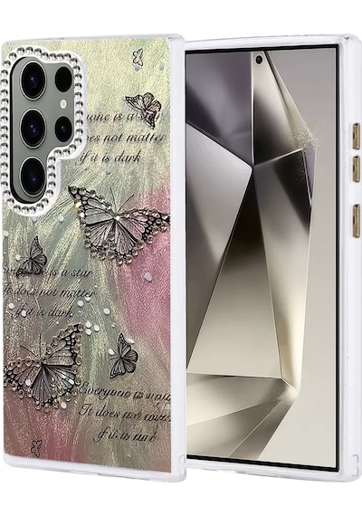 Newface Samsung Uyumlu Galaxy S24 Ultra Kılıf Blade Aynalı Desenli Kapak - Desen 6 Pembe
