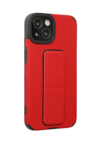Apple İphone 14 Plus Kılıf Mega Standlı Silikon - Kırmızı Çok Renkli