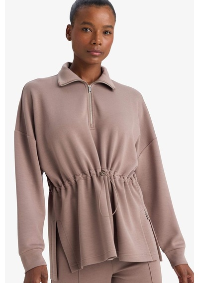 Defacto Long Fıt Dik Yaka Modal Sporcu Sweatshirt F9065ax26spbn576 Kahve-bn576