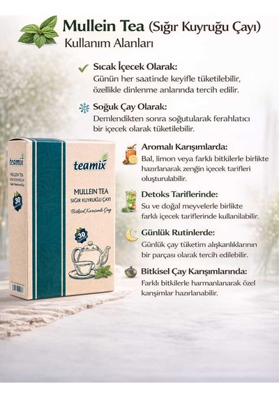 Mullein Tea Sığır Kuyruğu Bitkisel Karışımlı 60 Gr 30 Süzen Poşet