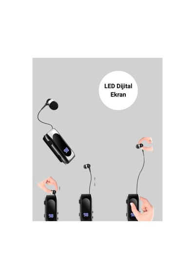 Dijital Göstergeli Bluetooth Kulaklık Klipsli Ve Şık Tasarım Yeni Nesil Diğer
