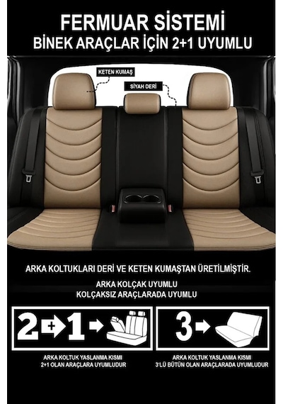 Rover 400 Hatchback Rt 420 Si Lux 136 Hp 2000 Panther Serisi Uyumlu Keten Oto Koltuk Kılıfı Bej