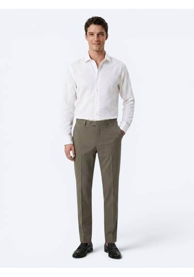 Kip Beyaz Regular Fit Uzun Dokuma Casual Pamuk Karışımlı Gömlek