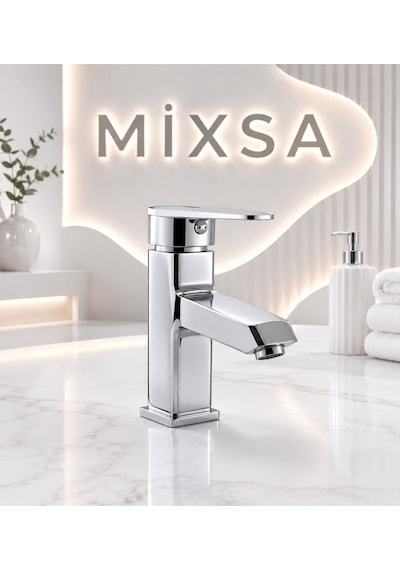 Lüx Premium Kare Robot Duş Seti Krom Kare Banyo-lavabo-mutfak Bataryası 4'lü Set Pirinç Gövde