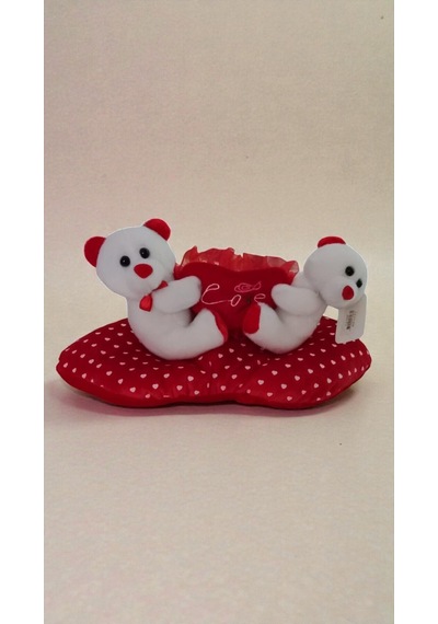 Sevgililer Gününe Özel Love Yazılı Çift Ayıcıklı Yastık 32 Cm
