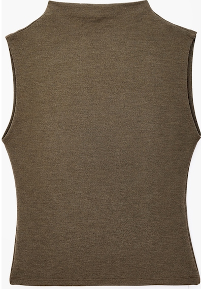 Koton Slim Fit Viskon Karışımlı Kolsuz Dik Yaka Atlet Kahverengi 7wak10001pk Kahve