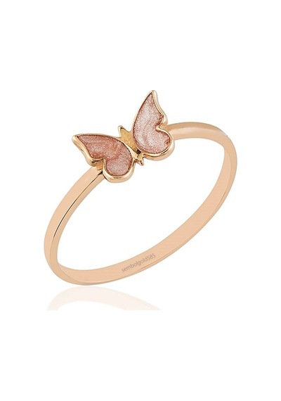 Rose Altın Kelebek Yüzük Sedefli 14K 377236834