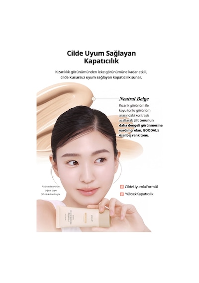 Hassas Ciltlere Uygun Kapatıcı Bb Krem Goodal Heartleaf Soothing Blemish Cover Sun Bb Spf50+ Neutral Beige