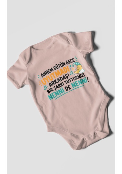 Morivokids Anneye Özel Kısa Kollu Bebek Body %100 Pamuk Zbn194-kk Pastel Pembe