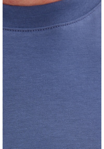Tudors Unisex Regular Fit Rahat Kesim %100 Pamuk Bisiklet Yaka İndigo Tişört-52105 Çok Renkli