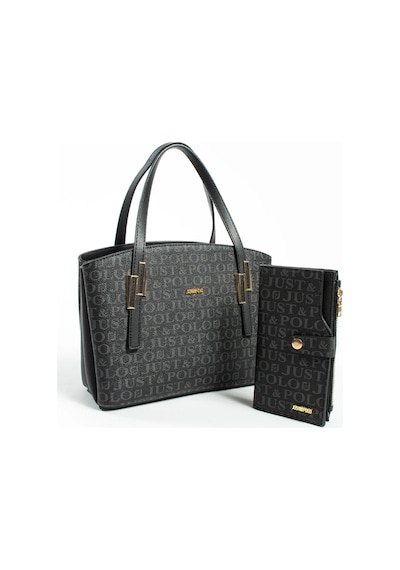 Just Polo Kadın 5 Bölmeli El Omuz Çantası Ve Cüzdanı Kombin 4030mh 2066mh Siyah 31363199