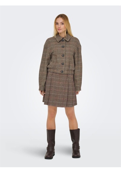 Only Onlrıcca Lıfe Check Jacket Otw Kadın Kahverengi Dış Giyim - 15356760 Kahverengi