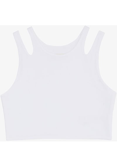 Breeze Kız Çocuk Crop Tişört Çift Askı Omuz Detaylı 9-16 Yaş, Beyaz-beyaz Beyaz