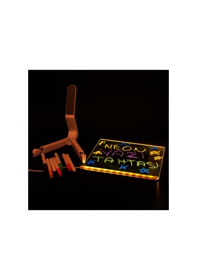20x20 Cm Led Neon Işıklı Şeffaf Yazı Tahtası Seti Işıklı Yazı Panosu Çok Renkli