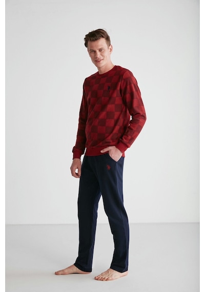 U.S. Polo Assn. U.s Polo Assn 18713 Erkek Bordo Yuvarlak Yaka Pijama Takımı 001