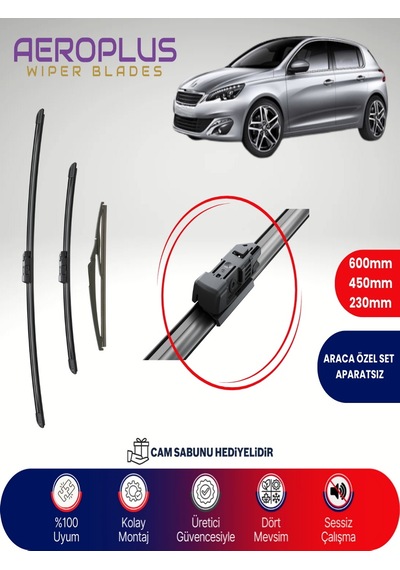 Aeroplus Peugeot 308 Ön Arka Muz Silecek Takımı 2014-2017