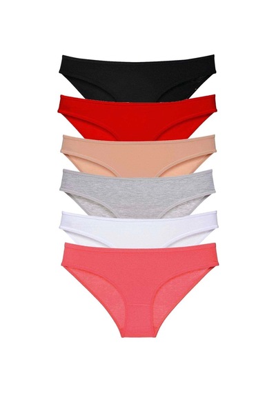 6 Adet Süper Eko Set Likralı Kadın Slip Külot Renk 3 Çok Renkli