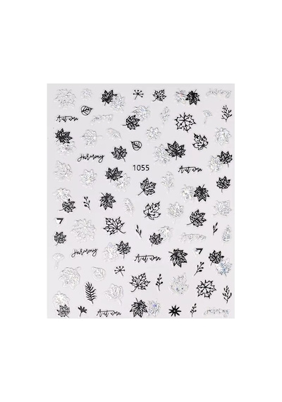 Gümüş Holografik Yaprak Dizayn Tırnak Sticker Tırnak Etiketi Nail Art Jo-1055s