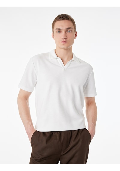 Koton Regular Fit Kısa Kollu Basic Polo Yaka Tişört Beyaz 6sam10426mk