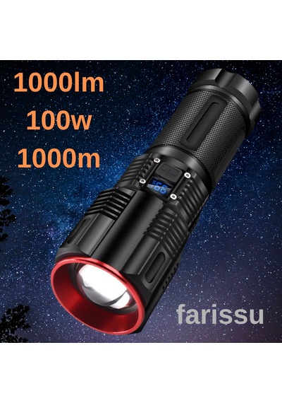 Small Sun Sm-313 100w 1000 Lumen Led El Feneri - 1-1,5 Km Menzil, Ayarlanabilir Odak Siyah