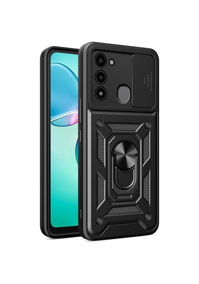 Zore Tecno Spark 8c Kılıf Magnetik Standlı Kamera Korumalı Ogaa Sürgülü Vega Kapak - Siyah
