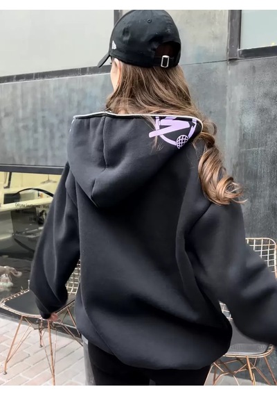 Paradise Oversize Zip-up Graffiti Hoodie - Full Face Zip Gri