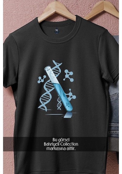 Oversize Kimya Tüpü Tasarımlı Unisex T-shirt Siyah