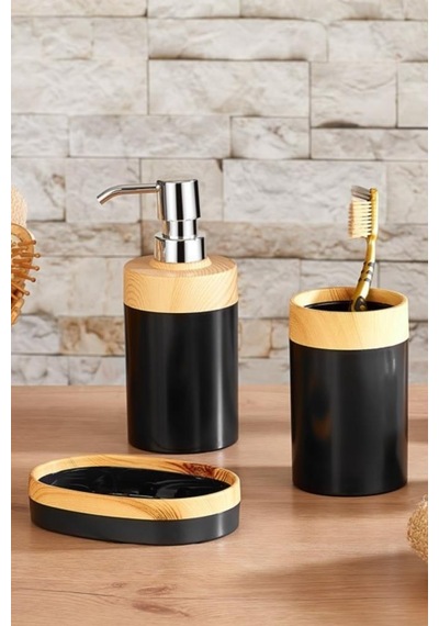 Flosoft Bambu Desenli Yuvarlak 5'li Banyo Seti 001