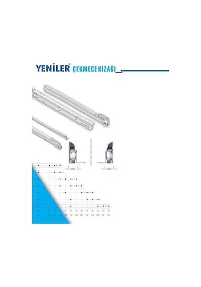 Standart Çekmece Kızağı Dolap Çekmece Rayı Beyaz 45cm 1 Takım Y- Metal