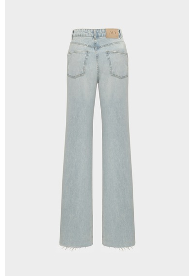 Açelyaokcu High Waist Wide Leg Kar Yıkama Geniş Paça Dikişsiz Jean Buz Mavisi