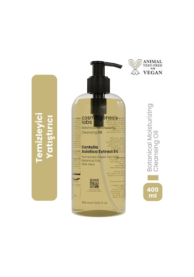 Cosmogenesis Labs Yüz ve Makyaj Temizleme Yağı 400ml - Cica ve Yeşil Çay İçerikli Nemlendirici Vegan (%5 Cica)