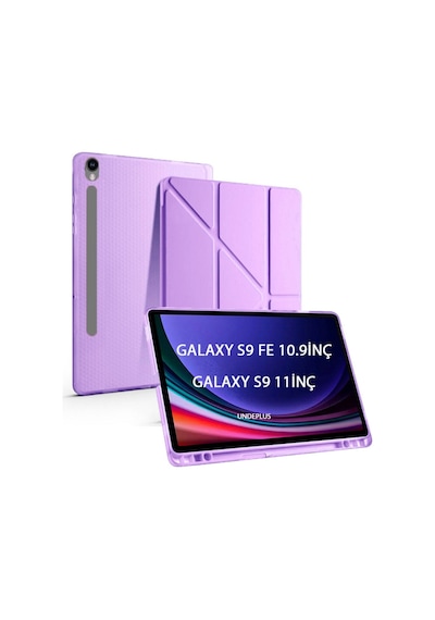 Samsung Galaxy Uyumlu Tab S9 Fe X510 X516 Kılıf Kalem Bölmeli Trifolding Case Kılıf