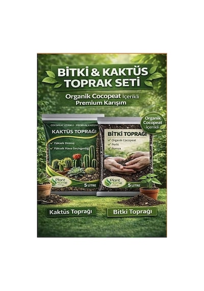 Bitki Ve Kaktüs Toprağı Seti 10 L Organik Cocopeatli Salon Bitkileri Ve Kaktüsler Için