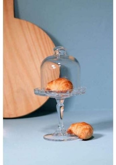 Mini Patisserie Ayaklı Cam Kapaklı Servis Tabağı