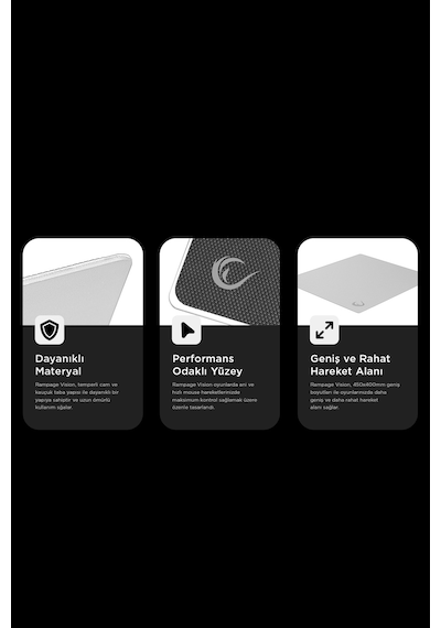 Vision Cam Mouse Pad Kauçuk Taban 450x400x3mm Micro-etched Cam Slip Resistant Gaming Siyah