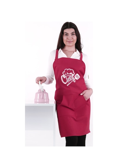 Unisex Master Chef Kanguru Model Mutfak Önlüğü Bordo