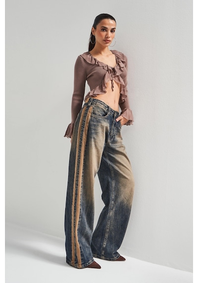 Itsbasic Kadın T.kot Rengi 35w5-85 Straight Baggy Fit Bol Kesim Tasarım Denim Jean
