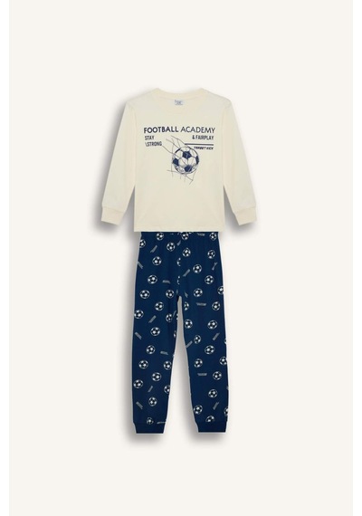 Defacto Regular Fıt 2li Pijama Takımı Erkek Çocuk G9973a826sper98 Ekru-er98