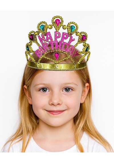 Mey İthalat Altın Renk Happy Birthday Yazılı Doğum Günü Tacı 60 Cm