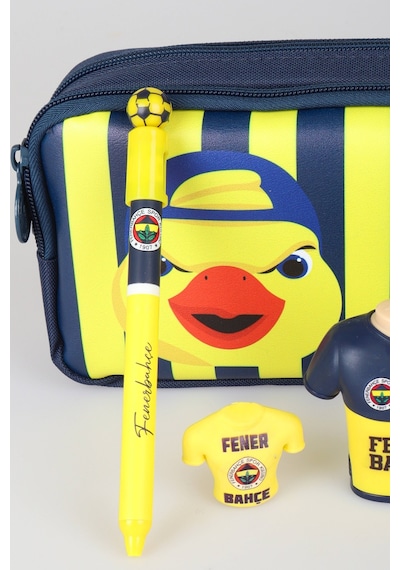 Lisanslı Fenerbahçe Yellow Collection Kalem Çantası,top Başlıklı Jel Kalem,forma Tasarım Kalemtraş,silgi Tepeli Kurşun Kalem Seti Altın