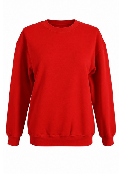 Trender O Yaka 3 İp Kırmızı Kadın Sweatshirt 27kdt1000011