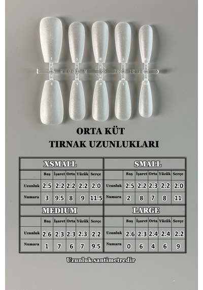 100 Adet Xsmall Küt Orta Uzunlukta Jel Protez Tırnak Tips Xsmall